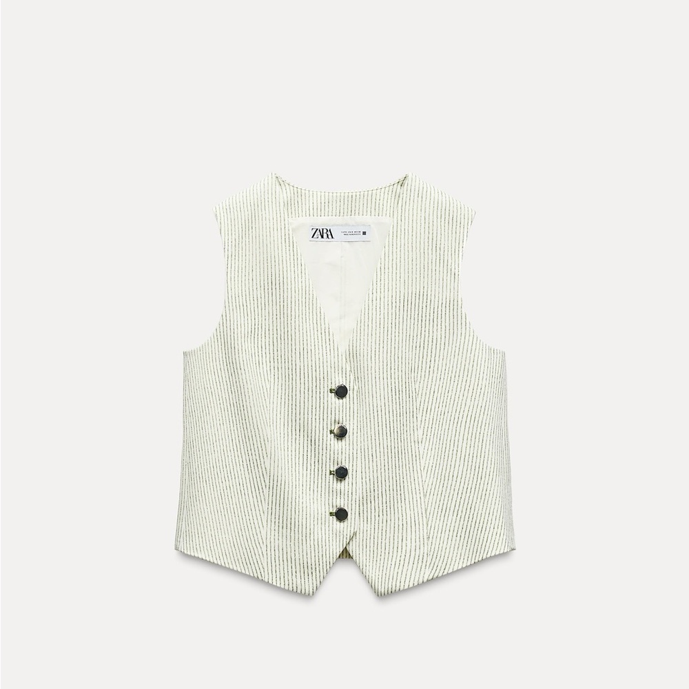 Zara Striped Vest (Green and White)
